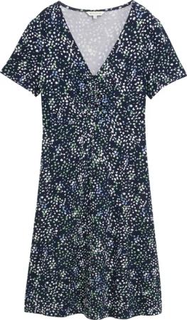 TOM TAILOR Damen Kleid mit Raffungen, grün, Gemustert, Gr. 42