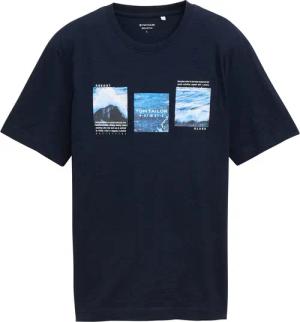 TOM TAILOR Herren T-Shirt mit Foto-Print, blau, Uni, Gr. XXL