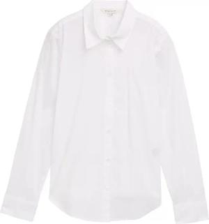 TOM TAILOR Damen Popeline Hemdbluse, weiß, Uni, Gr. 44
