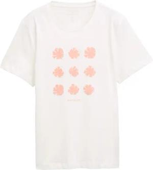 TOM TAILOR Damen T-Shirt mit Print, weiß, Uni, Gr. L