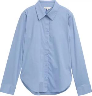 TOM TAILOR Damen Popeline Hemdbluse, blau, Uni, Gr. 44