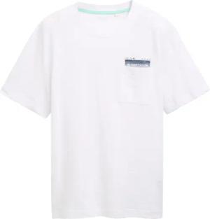 TOM TAILOR Herren T-Shirt mit Brusttasche, weiß, Uni, Gr. XL