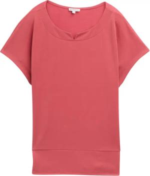 TOM TAILOR Damen T-Shirt aus Materialmix, rot, Uni, Gr. XXL