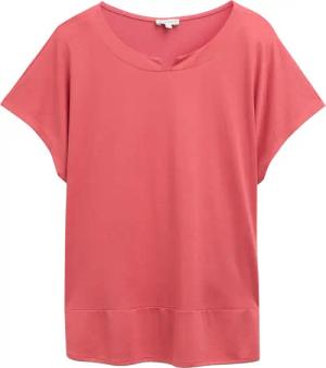 TOM TAILOR Damen Plus Size - T-Shirt im Material-Mix, rot, Uni, Gr. 46