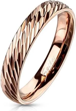 BUNGSA Fingerring Ring mit Diamantschnitt Rosegold aus Edelstahl Damen (Ring, 1-tlg), Damen Herren
