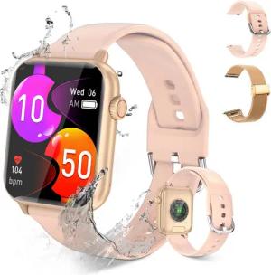 BRAIDOL Smartwatch Damen Herren, Fitness Tracker Uhr mit Anruffunktion Smartwatch (5 cm/1.96 Zoll Full-Touch Zoll) IP67 Wasserdicht Fitness Uhr,Frauengesundheit,Fitness Tracker mit Schrittzähler, Always-on-Screen-Funktion, Sportuhren mit Herzfrequenzmessu