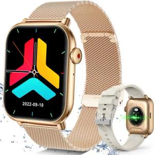 BRAIDOL Smartwatch,Fitness Tracker Uhr für Damen Herren mit Telefonfunktion Smartwatch (5 cm/1,96" HD Voll Touchscreen Zoll) IP67 Wasserdicht Fitness Uhr, 2 Austauschbare Armbänder, Frauengesundheit,Schlaftracking, Kalorienverbrauch