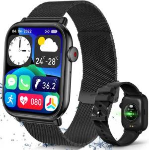 BRAIDOL Smartwatch,Fitness Tracker Uhr für Damen Herren mit Telefonfunktion Smartwatch (5 cm/1,96" HD Voll Touchscreen Zoll) IP67 Wasserdicht Fitness Uhr, 2 Austauschbare Armbänder, Frauengesundheit,Schlaftracking, Kalorienverbrauch
