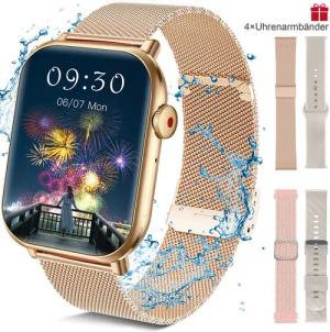 BRAIDOL Smartwatch,Fitness Tracker Uhr für Damen Herren mit Telefonfunktion Smartwatch (5 cm/1,96" HD Voll Touchscreen Zoll) IP67 Wasserdicht Fitness Uhr, 4 Austauschbare Armbänder, Fitness Tracker mit Schrittzähler, Pulsmesser, Frauengesundheit,Schlaftra
