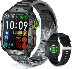 BRAIDOL Smartwatch,Fitness Tracker Uhr für Damen Herren mit Telefonfunktion Smartwatch (5 cm/1.96'' extra großem HD-Touchscreen Zoll) Wasserdicht Fitness Uhr, Mit 420 mAh großer Batterie, Fitness Tracker mit Schrittzähler, 110+ Mehrere Sportmodi, 2 Armbän