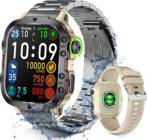 BRAIDOL Smartwatch,Fitness Tracker Uhr für Damen Herren mit Telefonfunktion Smartwatch (5 cm/1.96'' extra großem HD-Touchscreen Zoll) Wasserdicht Fitness Uhr, Mit 420 mAh großer Batterie, Fitness Tracker mit Schrittzähler, 110+ Mehrere Sportmodi, 2 Armbän