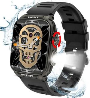 BRAIDOL Smartwatch,Fitness Tracker uhr für Damen Herren mit Telefonfunktion Smartwatch (Quadratischer 4.9 cm/1.91 Zoll -Voll-Touch-Farbdisplay HD-Touchscreen Zoll) Gesundheits-Smartwatch mit Taschenlampe,Blutsauerstoff, Blutdruckmessung,Herzfrequenz,Schla