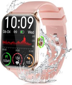BRAIDOL Smartwatch Fitness Tracker uhr für Damen Herren mit Telefonfunktion Smartwatch (Quadratischer 1,83''-Voll-Touch-Farbdisplay Zoll) mit drehbarer Knopf,einfache Bedienung,mit Herzfrequenz,Blutsauerstoff, Schrittzähler, Atemtraining, Musiksteuerung u