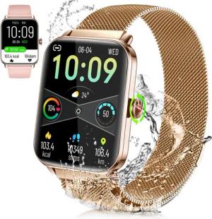 BRAIDOL Smartwatch Fitness Tracker uhr für Damen Herren mit Telefonfunktion Smartwatch (Quadratischer 1,83''-Voll-Touch-Farbdisplay Zoll) mit drehbarer Knopf,einfache Bedienung,mit Herzfrequenz,Blutsauerstoff, Schrittzähler, Atemtraining, Musiksteuerung u