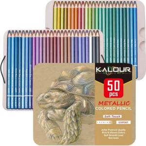 LuxusKollektion Buntstift Metallic-Buntstifte Set, weicher Kern, 50 Farben, für Skizzieren