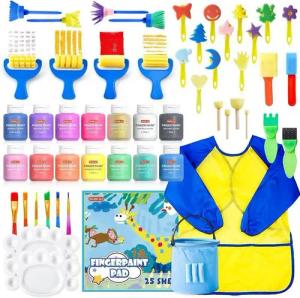 LuxusKollektion Malkreide Waschbares Fingerfarben Set für Kinder mit 14 Farben & Zubehör