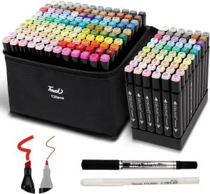 LuxusKollektion Filzstift 12+2 Dual-Tip Alkohol Marker Set mit 120 Farben für Manga und Design