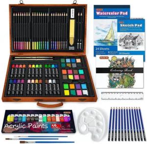 LuxusKollektion Künstlerstift Malset 118-teilig: Malkoffer Acrylfarben Buntstift Ölpastellkreide