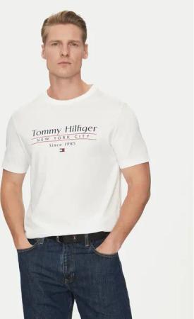 Tommy Hilfiger T-Shirt Center Stack MW0MW38621 Weiß Regular Fit