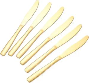 Cheffinger Besteck-Set 6er Set goldene Tafelmesser aus hochwertigem Edelstahl Modern Elegant, Edelstahl