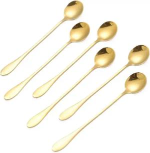 Cheffinger Besteck-Set 6er Set goldene Latte-Kaffeelöffel aus hochwertigem Edelstahl Modern, Edelstahl
