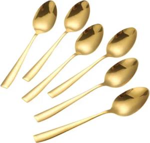 Cheffinger Besteck-Set 6er Set goldene Kaffeelöffel aus hochwertigem Edelstahl Modern, Edelstahl