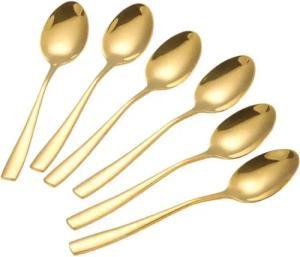 Cheffinger Besteck-Set 6er Set goldene Menülöffel aus hochwertigem Edelstahl Modern & Elegant, Edelstahl