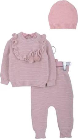 Minora Strickkleid Minora Baby Kleidungs Set- Hose, Pullover und Mütze