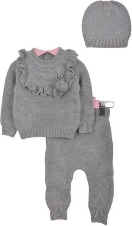 Minora Strickkleid Minora Baby Kleidungs Set- Hose, Pullover und Mütze