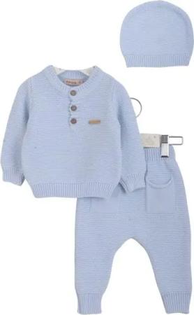 Minora Strickkleid Minora Baby Kleidungs Set- Hose, Pullover und Mütze