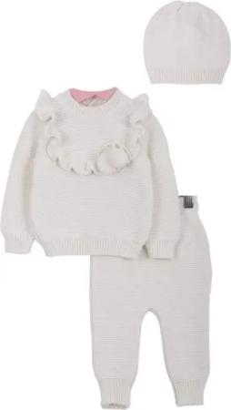 Minora Strickkleid Minora Baby Kleidungs Set- Hose, Pullover und Mütze