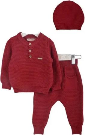 Minora Strickkleid Minora Baby Kleidungs Set- Hose, Pullover und Mütze