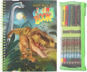 Depesche Malvorlage Dinosaurier Dino World Malbuch mit Buntstiften Ausmalbuch