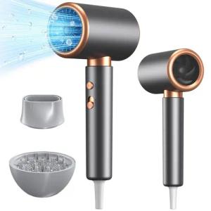 BRAIDOL Haartrockner Ionic-Haartrockner, Leistungsstark Föhn Ionen Dry & Style Hairdryer, 2000,00 W, mit 1 Stylingdüse & 1 Diffusor, 2 Geschwindigkeit/3 Temperaturstufen, Intelligente Konstanttemeratur,für Lockiges Haar, Zuhause,Salon,Reisen