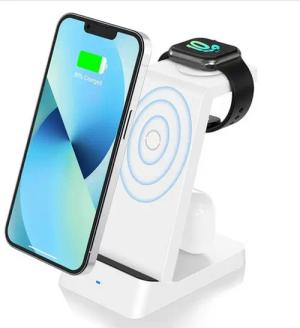 BRAIDOL Ladestation, 3 in 1 Induktive Ladegerät, Wireless Charger Induktions-Ladegerät (Wireless Charger, Induktive Ladestation, für Apple iWatch,iPhone Airpods,iPhone gleichzeitig kabellos aufladen)