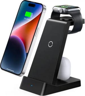 BRAIDOL Ladestation, 3 in 1 Induktive Ladegerät, Wireless Charger Induktions-Ladegerät (Wireless Charger, Induktive Ladestation, für Apple iWatch,iPhone Airpods,iPhone gleichzeitig kabellos aufladen)