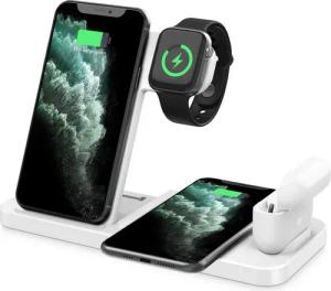 BRAIDOL Ladestation, 4 in 1 Induktive Ladegerät, Wireless Charger Induktions-Ladegerät (Wireless Charger, Induktive Ladestation, für Apple iWatch,iPhone Pods,2x iPhone,gleichzeitig aufladen)
