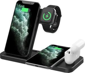 BRAIDOL Ladestation, 4 in 1 Induktive Ladegerät, Wireless Charger Induktions-Ladegerät (Wireless Charger, Induktive Ladestation, für Apple iWatch,iPhone Pods,2x iPhone,gleichzeitig aufladen)