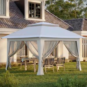 Outsunny Pavillon mit Rollentasche grau Stahl B/H/L: ca. 364x294x364 cm
