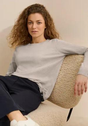 Cecil Damen Pullover mit Mesh-Detail in Beige, Gr: XS