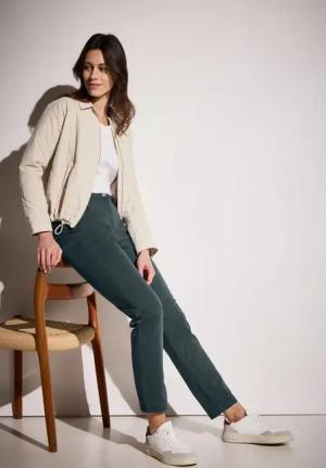 Cecil Damen Jeans im Casual Fit in Grün, Gr: 33