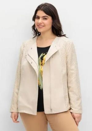 Jacke mit Lasercut-Muster, aus Veloursleder-Imitat, sand, Gr.42