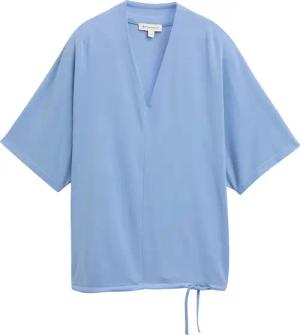 TOM TAILOR Damen T-Shirt mit V-Ausschnitt, blau, Uni, Gr. S