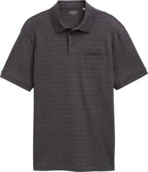 TOM TAILOR Herren Jersey Poloshirt mit Brusttasche, grau, Gestreift, Gr. M