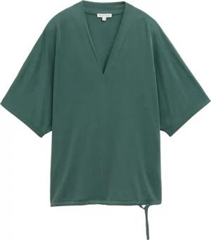 TOM TAILOR Damen T-Shirt mit V-Ausschnitt, grün, Uni, Gr. M