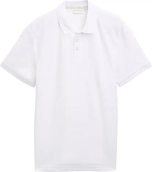 TOM TAILOR Herren Jersey Poloshirt aus Baumwolle, weiß, Uni, Gr. XL