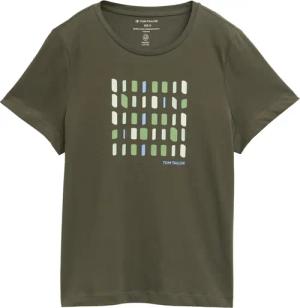 TOM TAILOR Damen T-Shirt mit Print, grün, Uni, Gr. XS