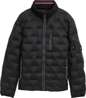 TOM TAILOR Herren Hybrid Lightweight Steppjacke mit Kapuze im Stehkragen, schwarz, Uni, Gr. XXL