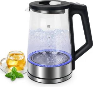 BRAIDOL Wasserkocher Wasserkocher Glas mit LED Innenbeleuchtung,2,0 l, 1800,00 W, Elektrischer Wasserkocher,Trockenkochschutz,mit 360° Basis