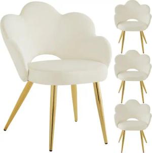 HAUSS SPOLE Esszimmerstuhl 4er ergonomischer Stuhl aus Veloursstoff, goldene Eisenbeine, Beige (4 St), modernes Design